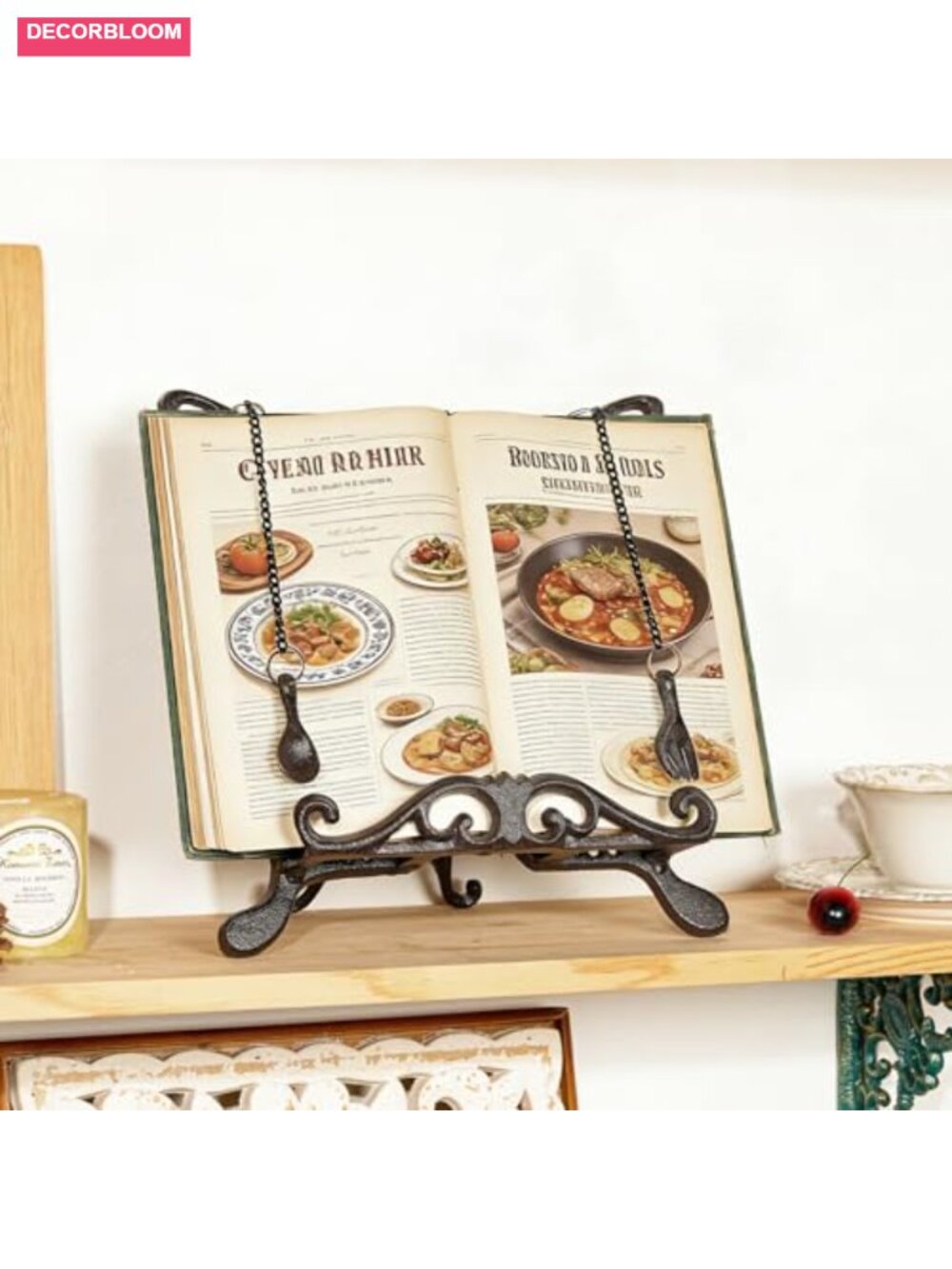 Cast Iron Butterfly Cookbook Stand Rustic Recipe Holder - Picture 5 of 5